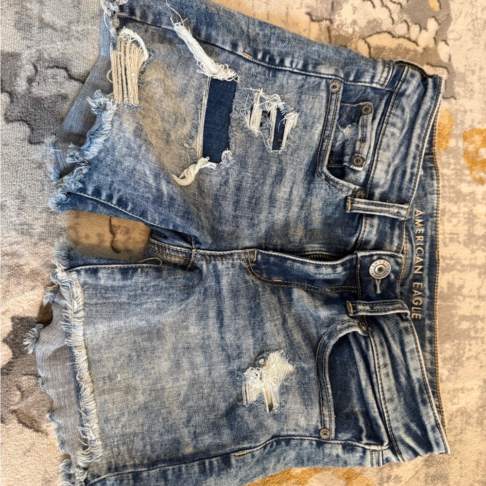 American Eagle Outfitters Light Blue Ripped Jean Shorts